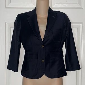 NWT Abercrombie & Fitch Navy Cropped Wool Schoolboy Blazer Jacket XS